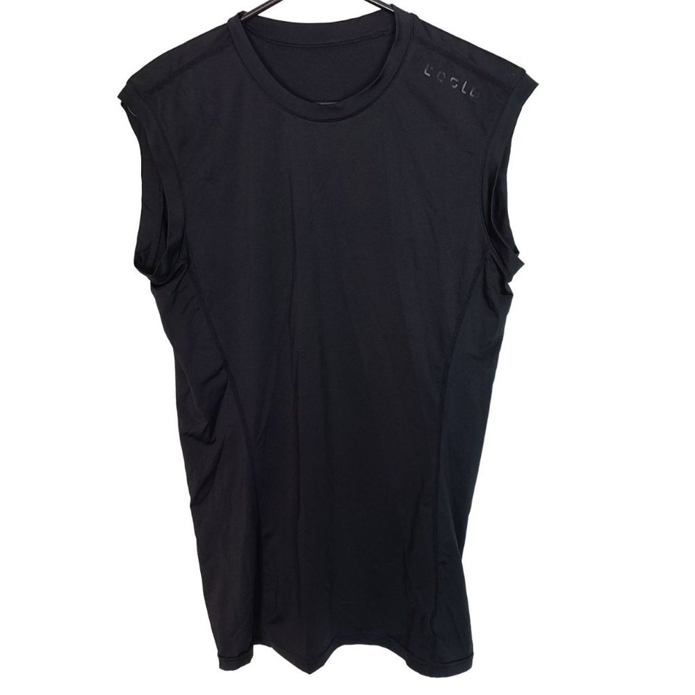 Telas Mens L Black Solid Sleeveless Crew Neck Pullover Athletic Tank Top